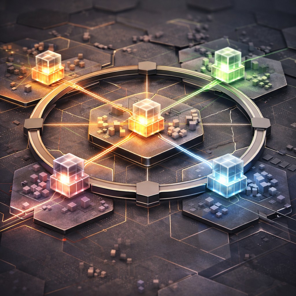 Manage visualization showing centralized oversight across distributed AI operations.
